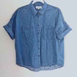 Madewell Polka Dot Denim Button Down Shirt - Size L